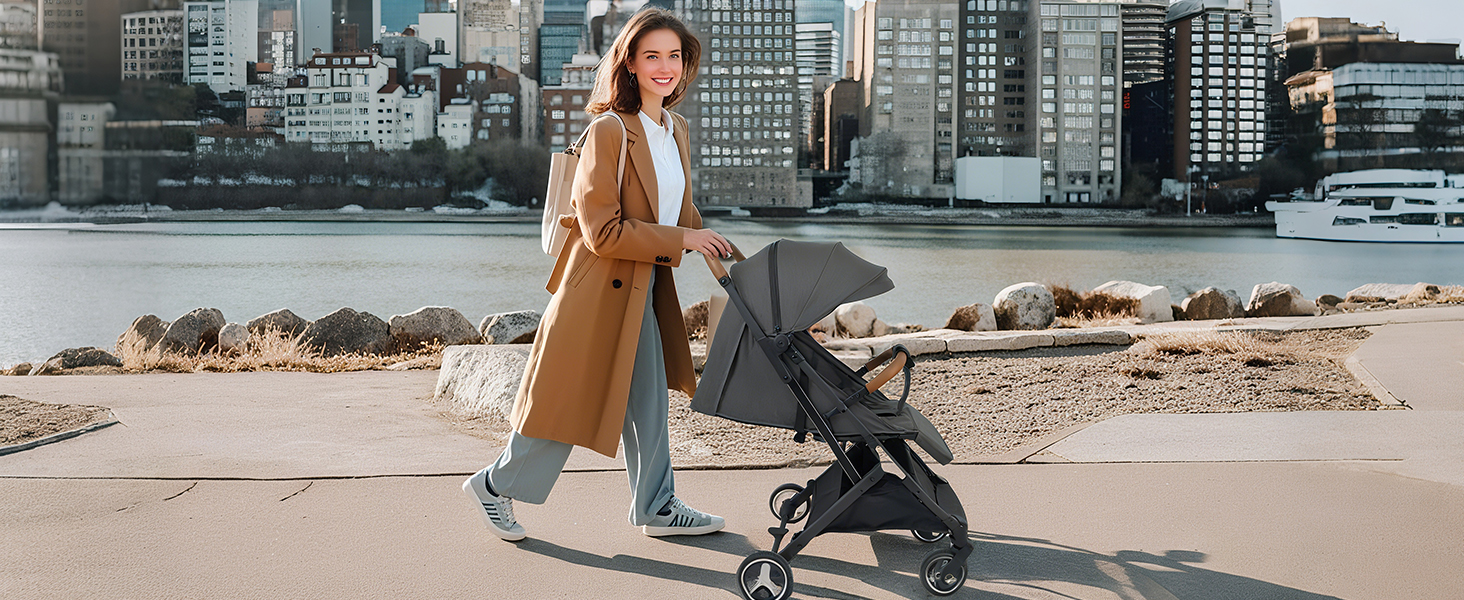 Leather Handle Luxury Stroller